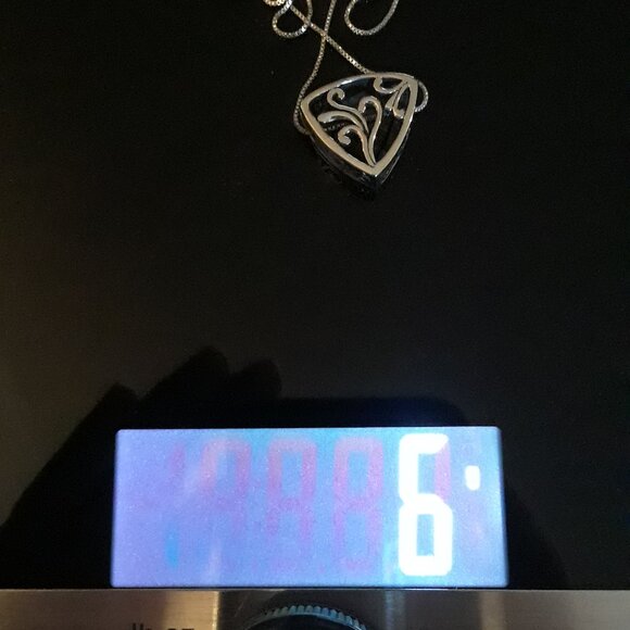 Reversible Triangular Sterling Silver Scroll Pendant - Picture 8 of 8